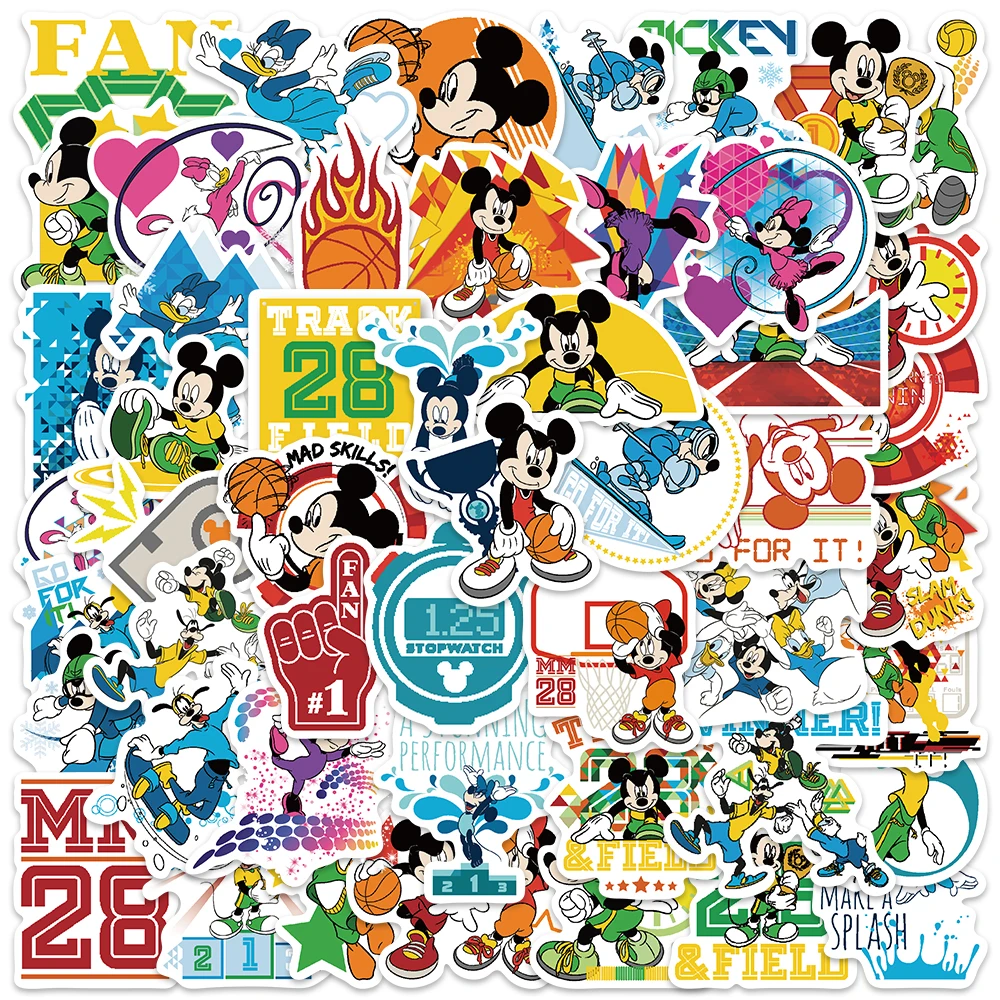 

50PCS Cute Disney Mickey Mouse Minnie Ball Sport Games Cartoon Stickers Aesthetic DIY Laptop Car Anime Sticker Kid Toy Decals