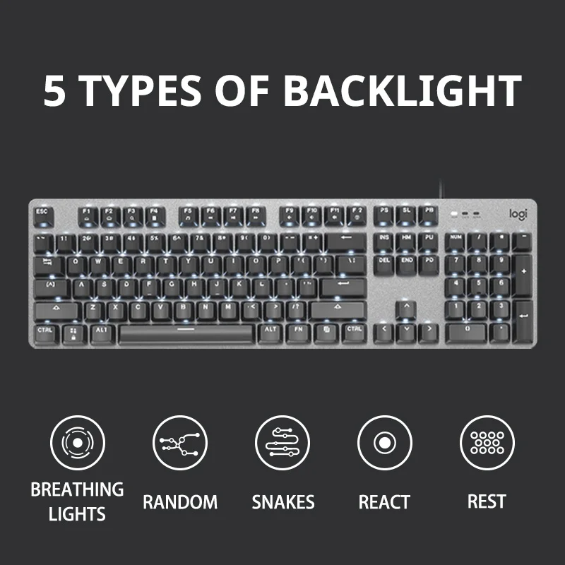 Original Logitech K845 Wired Gaming Mechanical Illuminated Keyboard 104 Keys Single Color Backlight