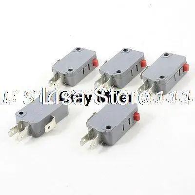 250VAC 16A SPDT 1NO 1NC 3P Red Momentary Pushbutton Limit Microswitch 5pcs