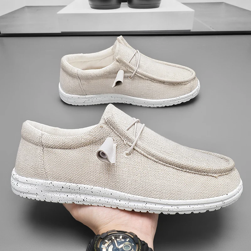 Summer Canvas Shoes For Men Loafers Lightweight Breathable Men's Casual Shoes Comfortable Flat Slip-on Shoes Man Large Size 47