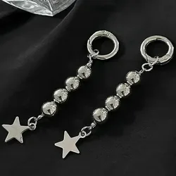 Pendant Pentagram Metal Key Ring New Punk Silver Phone Pendant Round Bead Key Chain