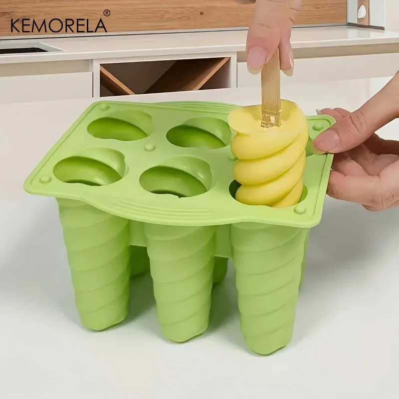 New 6 Hole Silicone Ice Cream Forms Popsicle Molds Summer DIY Homemade Dessert Fruit Juice Ice Pop Cube Stereo Mould With Cover