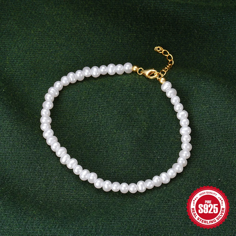 LENNIK 925 Sterling Silver Bracelet White Baroque Pearl for Women High Quality Adjustable Vintage Female Wedding Pulsera Jewelry