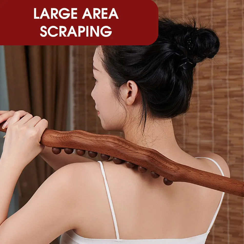 Gua Sha Massage Stick Back Dredging Meridians Scraping Acupressure 8/20 Beads Carbonized Muscle Relaxing Body Massage Roller