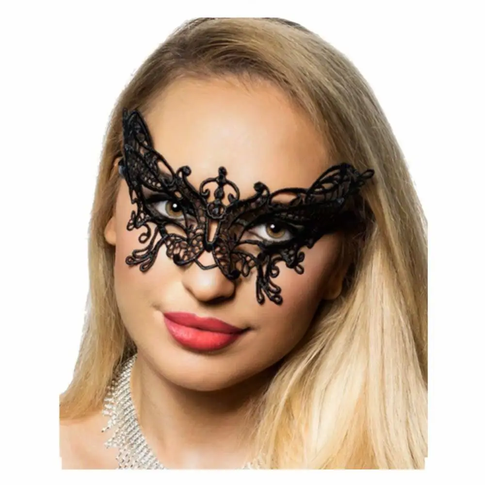 Máscara de encaje de fiesta para mujer, media cara, barra Sexy, con los ojos vendados, para fiesta en club nocturno, vestido de lujo, accesorios de Halloween