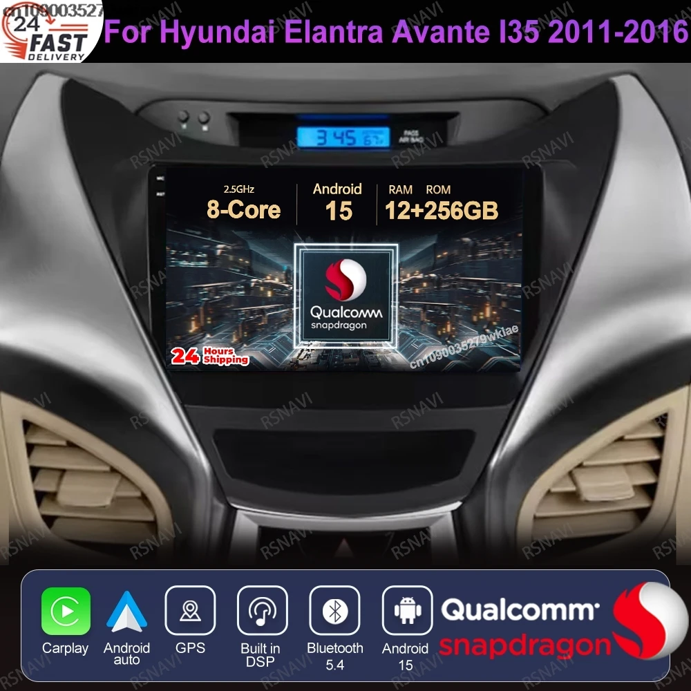 

Android 15 For Hyundai Elantra Avante I35 2011-2016 DSP Viedo Player Head Unit 4G LTE BT QLED Navigation Multimedia Stereo GPS
