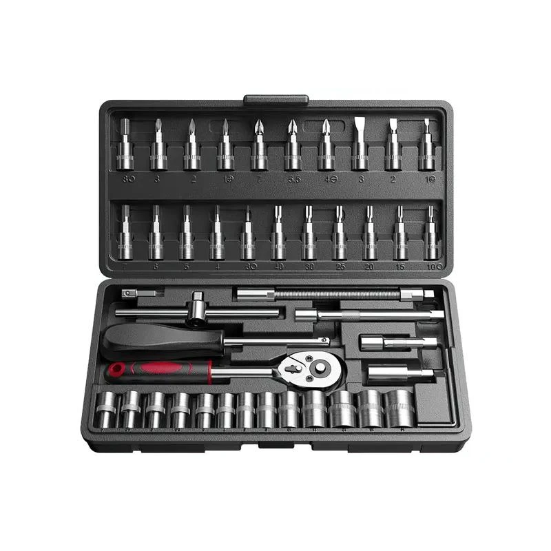 

Socket Set Lengkap Wrench 46pcs Mata Socket Kombinasi Tool Box Multifungsi
