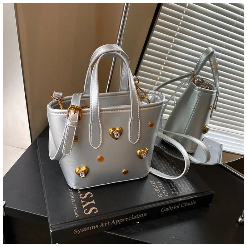 

Elegant Top-Handle Leather Bag For Ladies, Luxury Brand Inspired Shoulder Purse With Magnetic Closure, Timeless Work Accessory