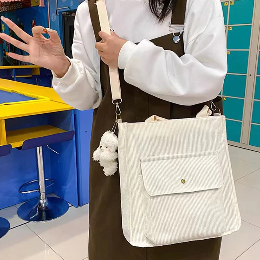 

New Fashion Bags for Women Trend 2024 Bear Ornaments Canvas Crossbody Bag Fashion Leisure Shopping Organizer Handbag Tote Bags