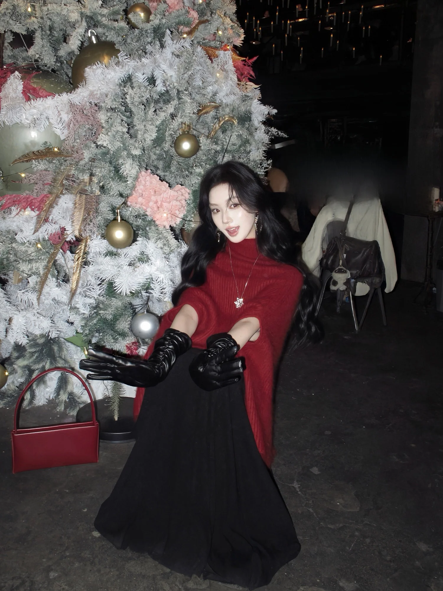 

Ограниченное предложение: Красный вязаный свитер для женщин с высоким воротником, длинными рукавами, повседневный, из смеси кроличьего меха и нейлона, вязаное зимнее пальто