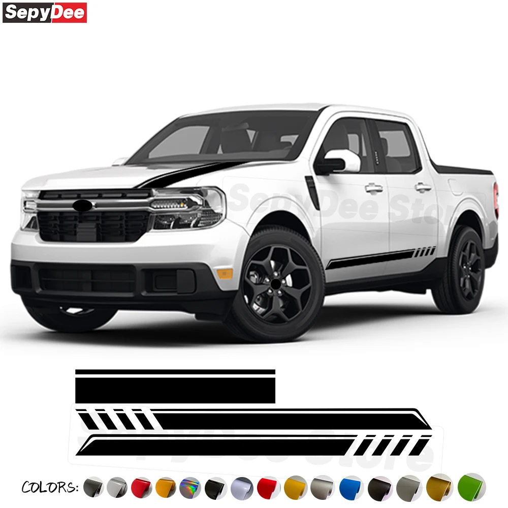 Car Hood Engine Cover Vinyl Decals Pickup Truck Body Door Side Skirt Stripe Kits Stickers for Ford Maverick Car Accessories