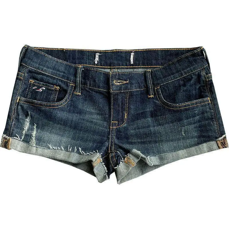 Shorts jeans de cintura baixa feminino, shorts de clube sexy, minissalão magro, esticado, elegante, rua de verão