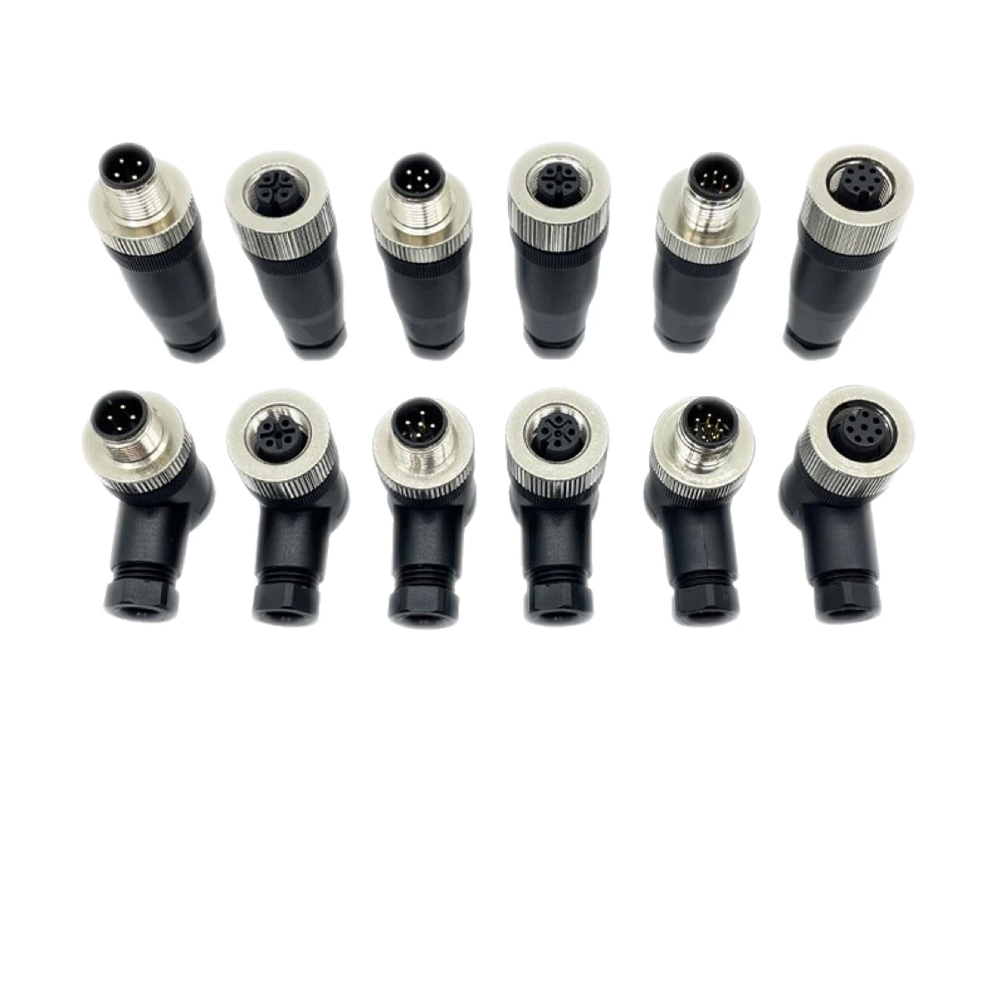M12 aviation plug socket sensor waterproof connector 4-core 5-core 8-core 12 pin male and female screw crimping