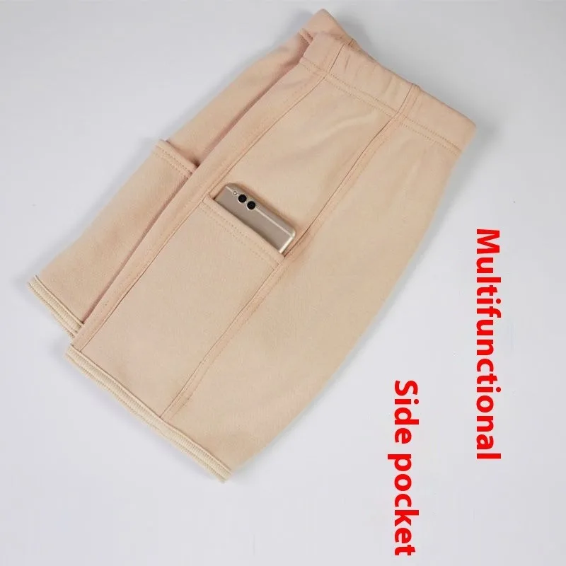 ‌ Short thermique doublé polaire pour femme, pantalon de sécurité antidérapant, sous-vêtements en coton, taille haute, superposition chaude, grande taille, confort d'hiver