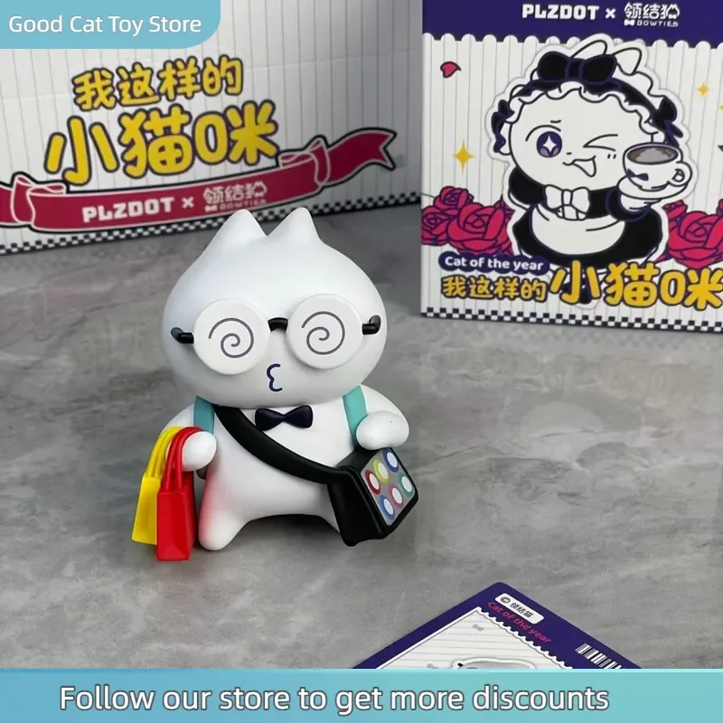

Original Anime Figures Plzdot Bow Tie Cat Blind Box I Am A Cute Little Cat Trendy Play Mystery Box Collect Kawaii Model Gift Toy
