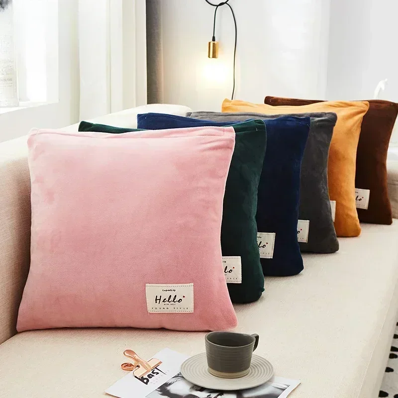 Comfortable Plush Pillow Modern Minimalism Solid Color Car Headrest Comfortable Beautiful Home Decoration Soft Cushion Cover