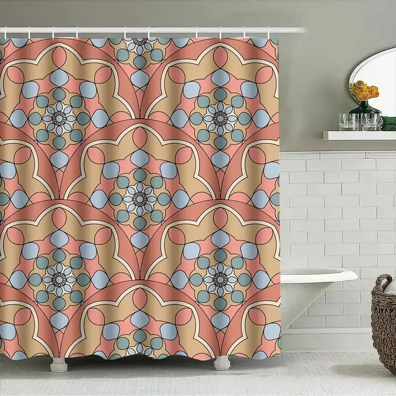 

~O~Modern Geometric Shower Curtain with Soft Pastel Colors Perfect for Bathroom Decor!