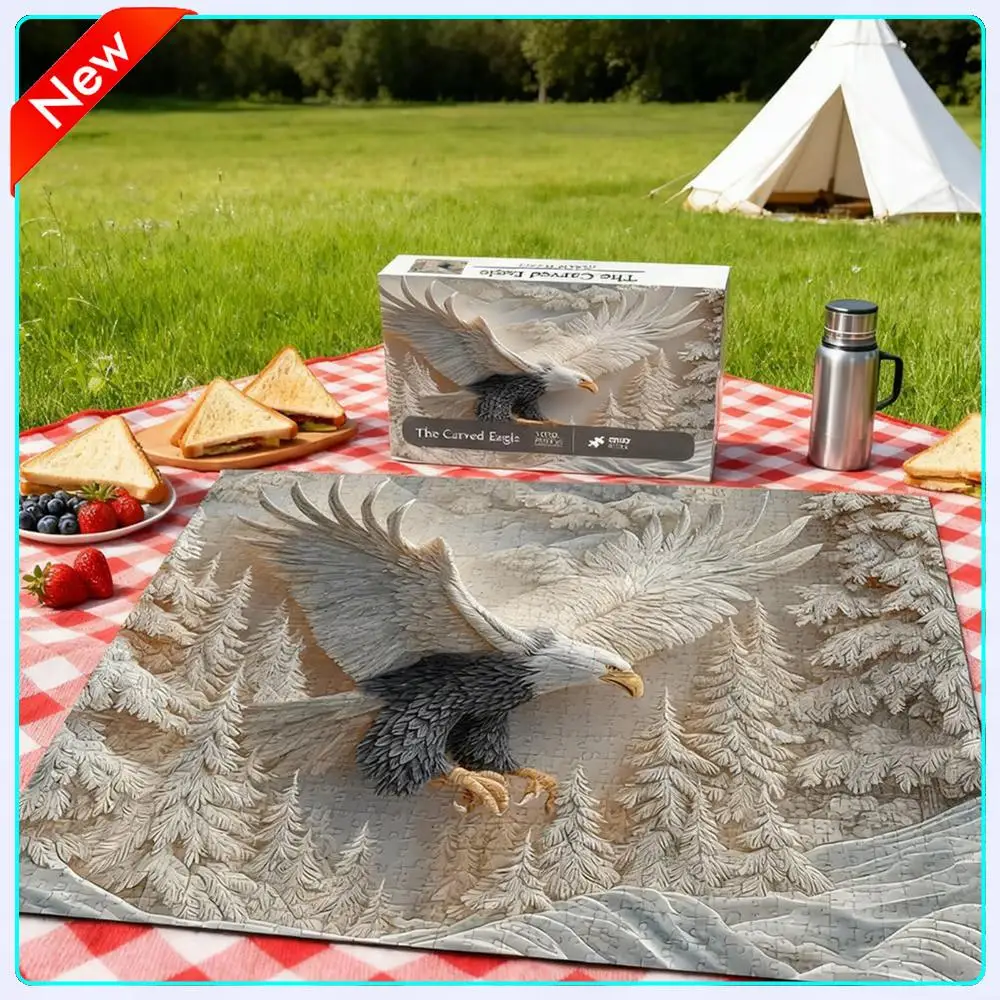 1000ピース 彫刻された鷲のジグソーパズル 挑戦的な鷲のアートパズルゲーム 鷲の野生生物アートデザインパズルゲーム 大人向け
