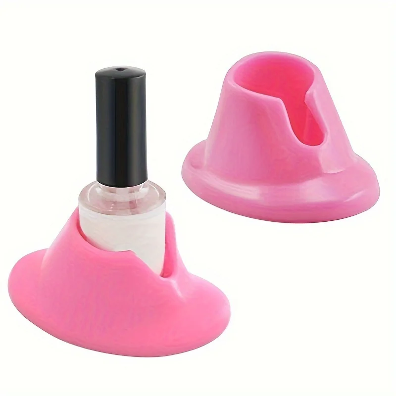

2-Pack Pink Soft Rubber Nail Polish Holder Stand, Manicure Tool for Spill-Proof Display, Nail Care