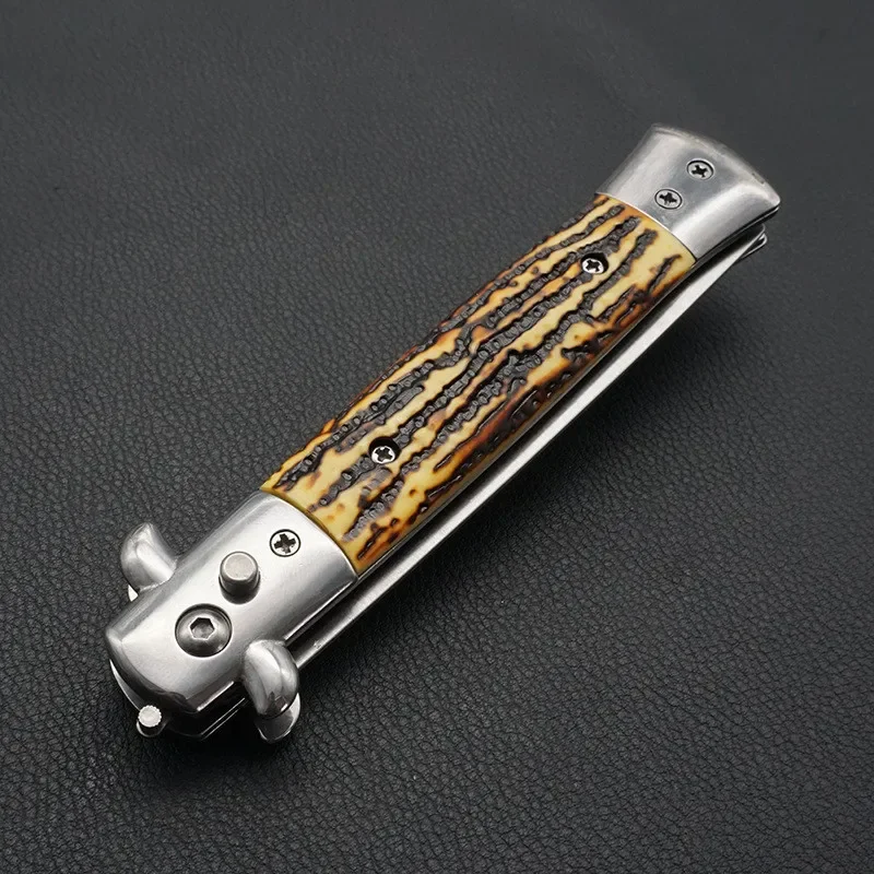 1 Stück Edelstahl Klappbarer Automatischer Kamm-Messer-Bürsten-Haarschneider-Kamm-Bürsten-Zubehör Schmetterling Herren Taschenmesser-Kamm – Detail 8