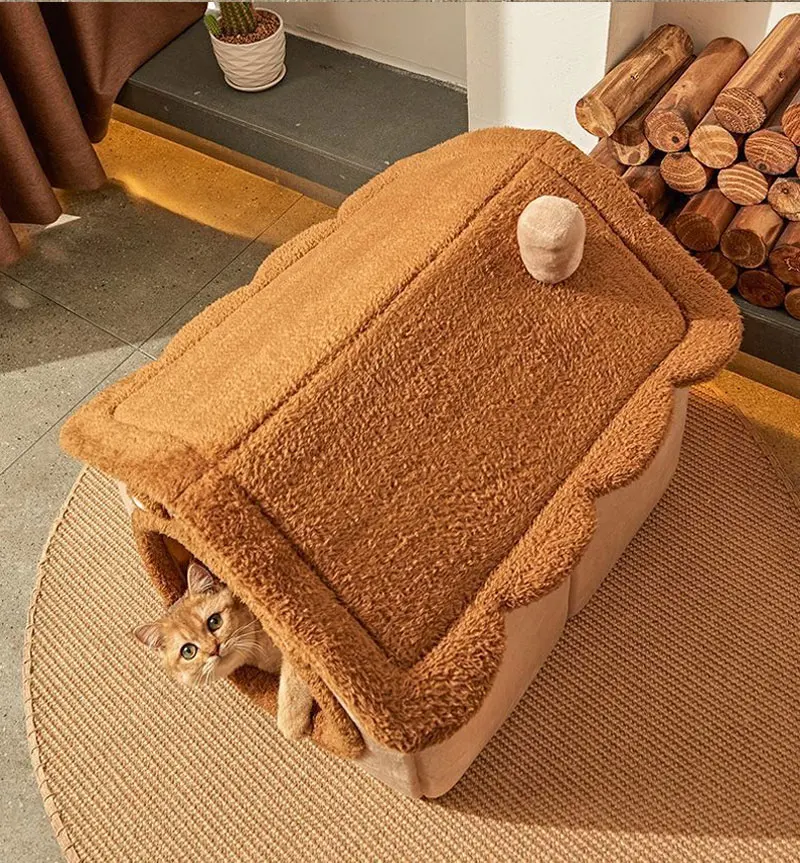 Faltbares Haustierhaus Abnehmbares Waschbares Katzenbett Indoor Warmes Hundebett mit Kissen Geeignet für Kleine Mittlere Große Haustiere – Detail 5