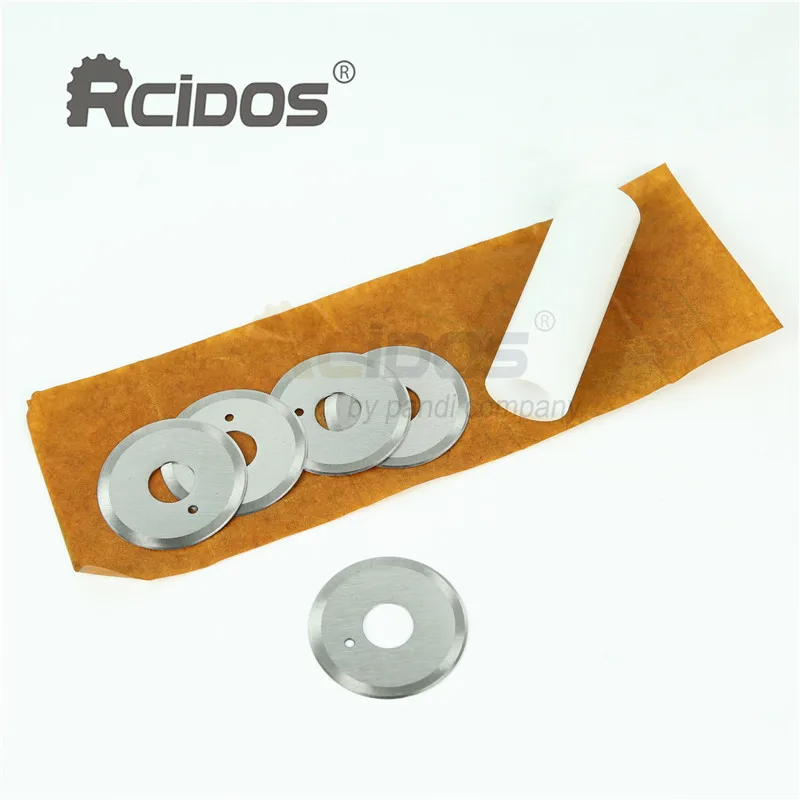 RCIDOS 50x16x1.0MM Leather Slitting Machine Round Blade,Vegetable Tanned Leather Slicer Knife,Slitter Parts,Plastic Roll Holder