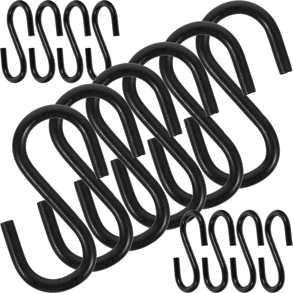 

250pcs S-hooks Black Iron Hooks for Kitchen Door Strong Metal Multipurpose Hangers Clothes Coat Hat Storage Organization
