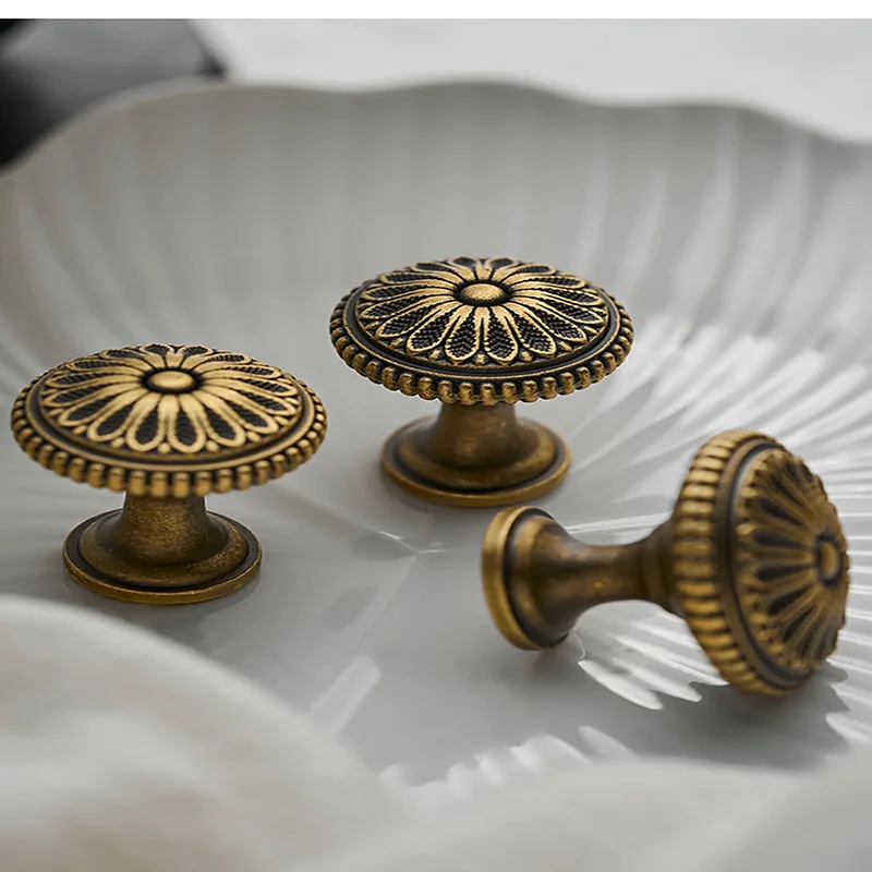 الفرنسية خمر النحاس خزانة الباب يسحب درج مقبض خزانة خزانة ثقب واحد النحاس النقي العتيقة البرونزية تسحب #2