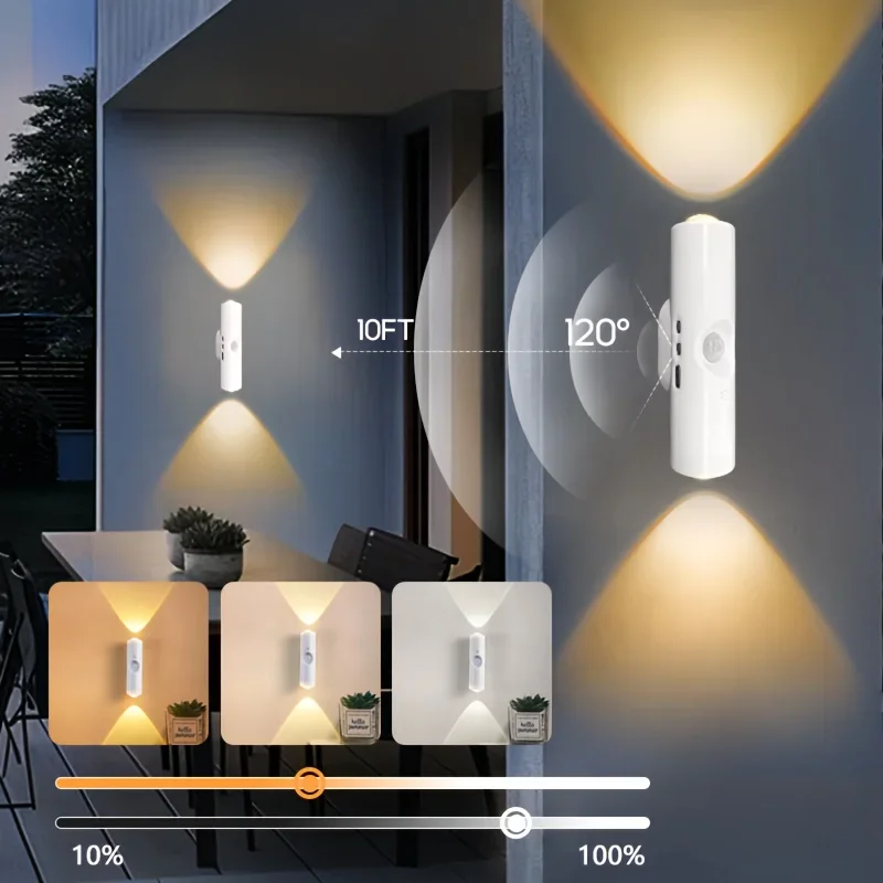 4/2Pack LED Motion Sensor Light Wall Light Dual Head Night Light Magnetic Step Lights for Entrance Bedside Desk Closet Stairs image 3