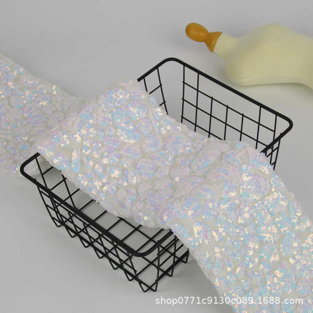 Clothing Designer Fabric Mesh Wedding Dress Embroidered Cloth European Sequined Women's Embroidery Fabrics Geometric Pattern