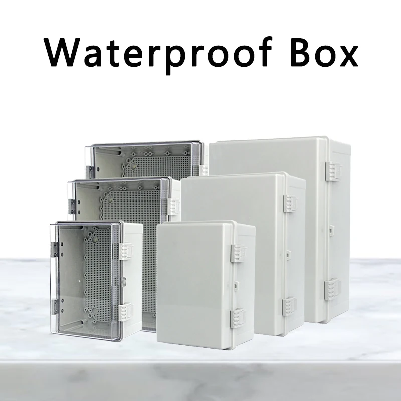 Outdoor Waterproof Electronic Box IP66 Grey/Transparent Cover Distribution Case ABS Housings with Buckle Plastic Junction Box