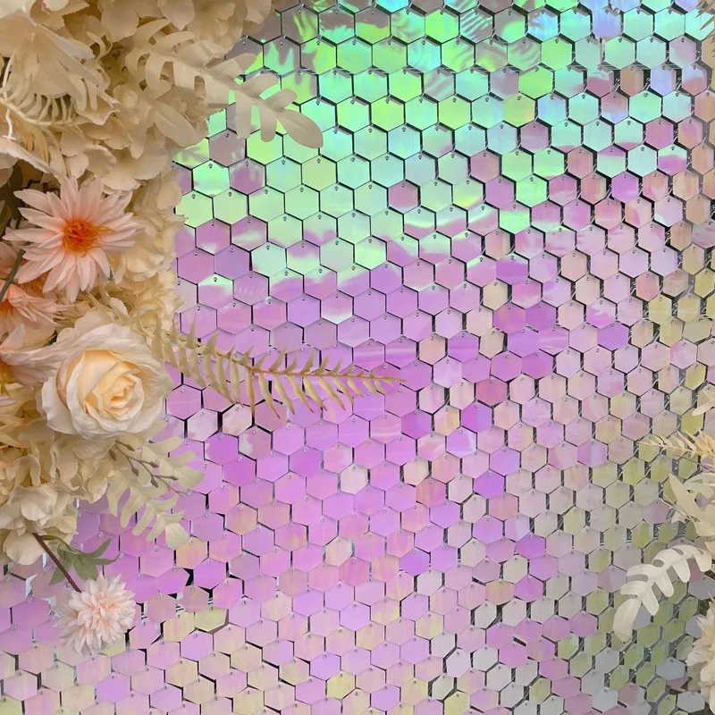 

Colorful hexagonal flash board decoration background layout wedding wedding flower wall dress up birthday party background wall