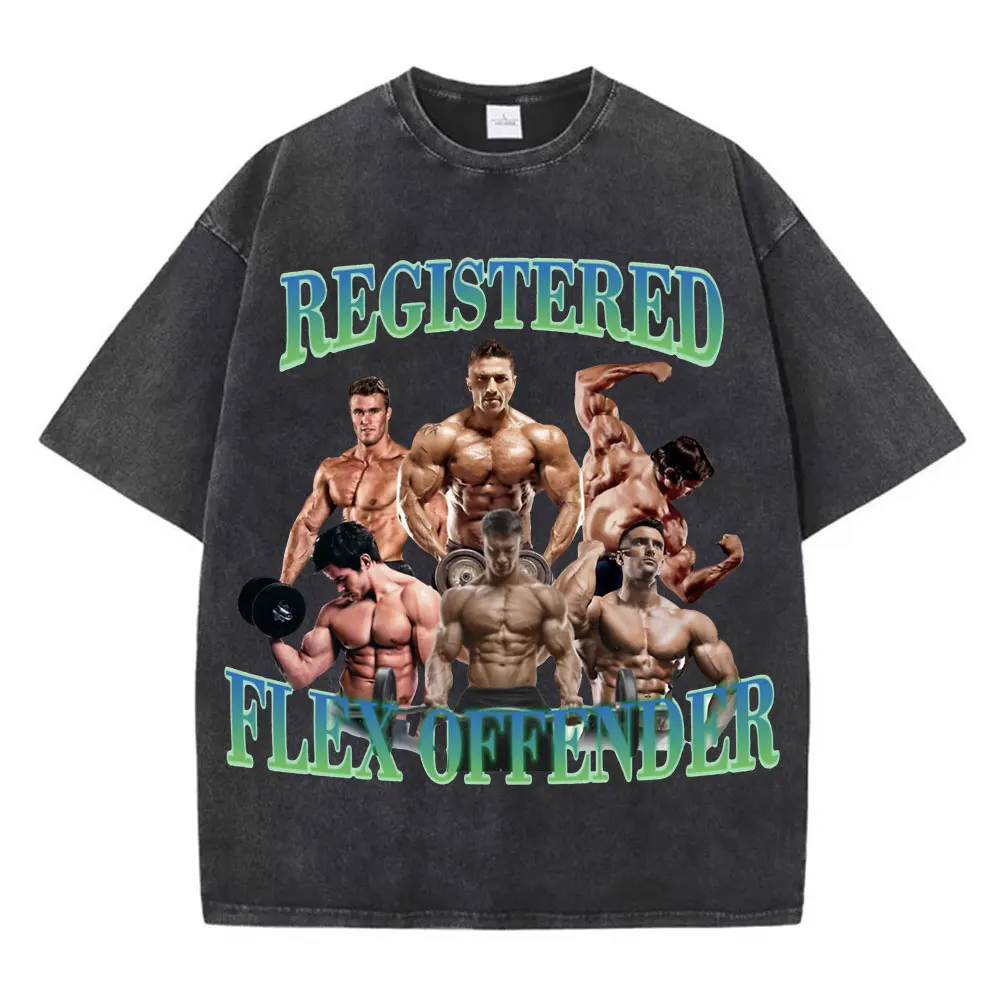 

Vintage Washed Gym Muscle Exercise T-shirt Funny Bodybuilder Meme T-shirts Unisex Fashion Loose Cotton T Shirts Y2k Streetwear