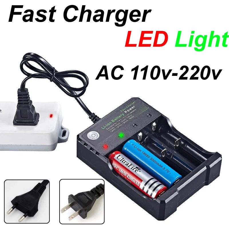 4 Slots 18650 Charger Independent Charging 3.7V Li-ion Battery Smart Charger for 10440 14500 16340 16650 14650 18350 18500 18650