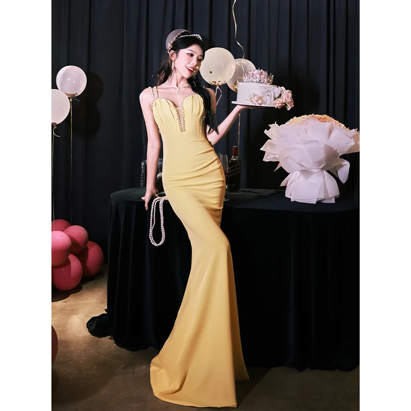 

Ele High-Waisted Fi-Tail Evening Gown Sexy Waist-Cinching Body-Con Dr for Hosts And Ladies Luxury mat Sle