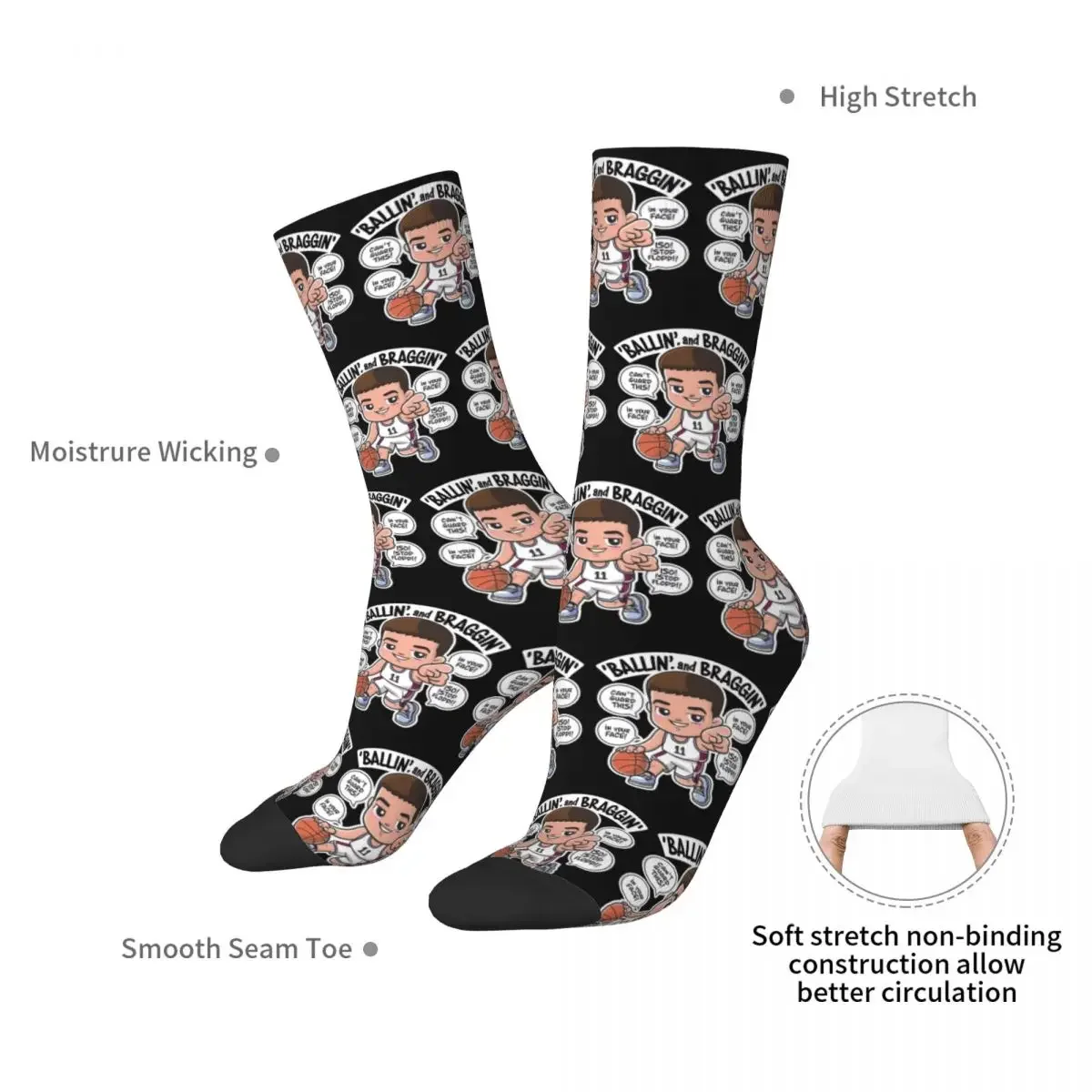 Ballin And Braggin - Kawaii Socks Harajuku Sweat Absorbing Stockings All Season Long Socks Accessories for Unisex Birthday