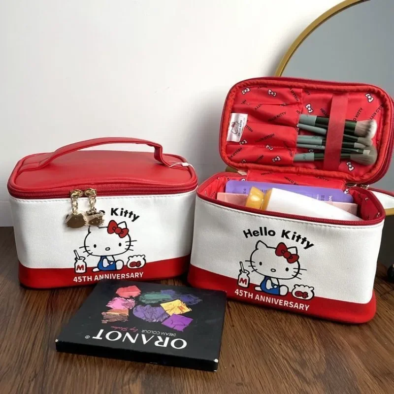 Kawaii Cartoon Hellokitty Borsa Per Il Trucco Set Ragazza Carina Viaggio Grande Capacità Borsa Da Borsa Regali Di Moda