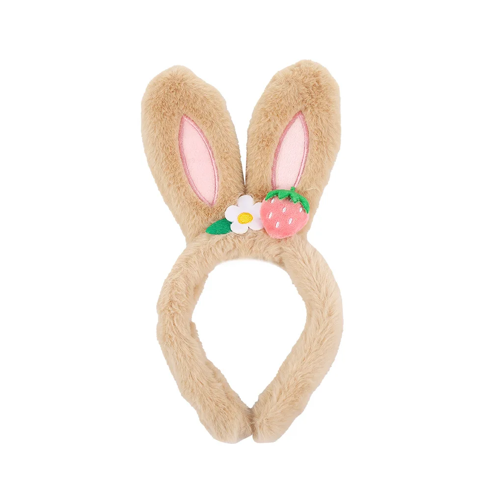 Plush Cute Strawberry Bunny Ears Headband Easter Party Decoration Performance Take Photo Props Cartoon Headband