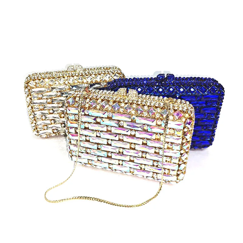 

Luxury Square Glass Crystal Evening Bag for Women Sparkling Rhinestone Decor Clutch Purse, Stylish Party Prom Handbag