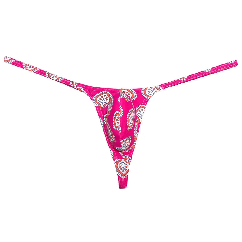 Men's Print G-String T-back Bikini Briefs String Underwear Soft Breathable Enhancing Bulge Thongs Quick-dry Tangas Sissy Panties