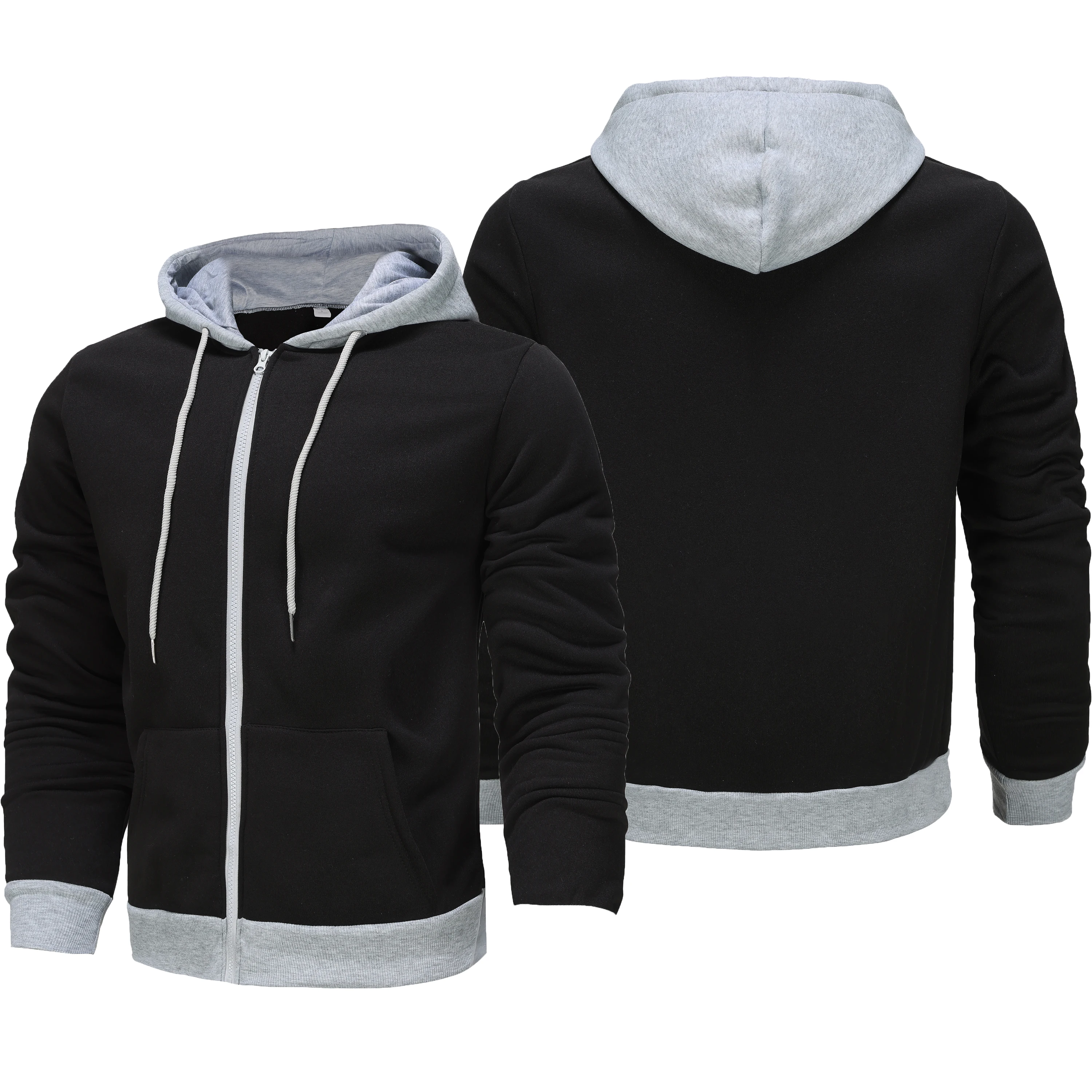 Mens Zip Up Sweatshirt Plain Comfort Hoodie Fall Full Zip Long Sleeve Drawstring Work Gym Trendy Hoodies with Pockets Sweatshirt