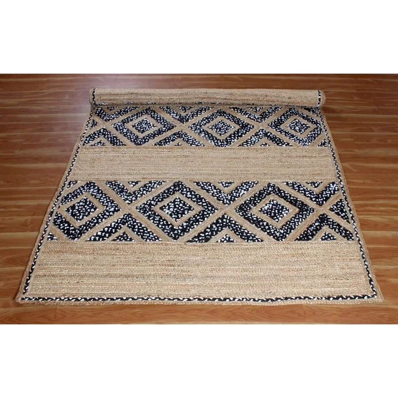 Rug Jute Cotton Handmade Braided Style Runner Carpet Reversible Modern Area Rug