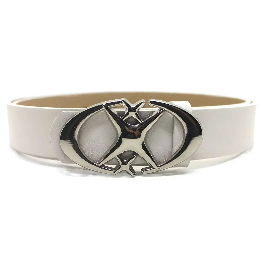 Punk Lether Riem Vintage Cross Moon Star Design Decoratieve Riem Pu Lederen Y 2K Punk Riem Mannen Vrouwen