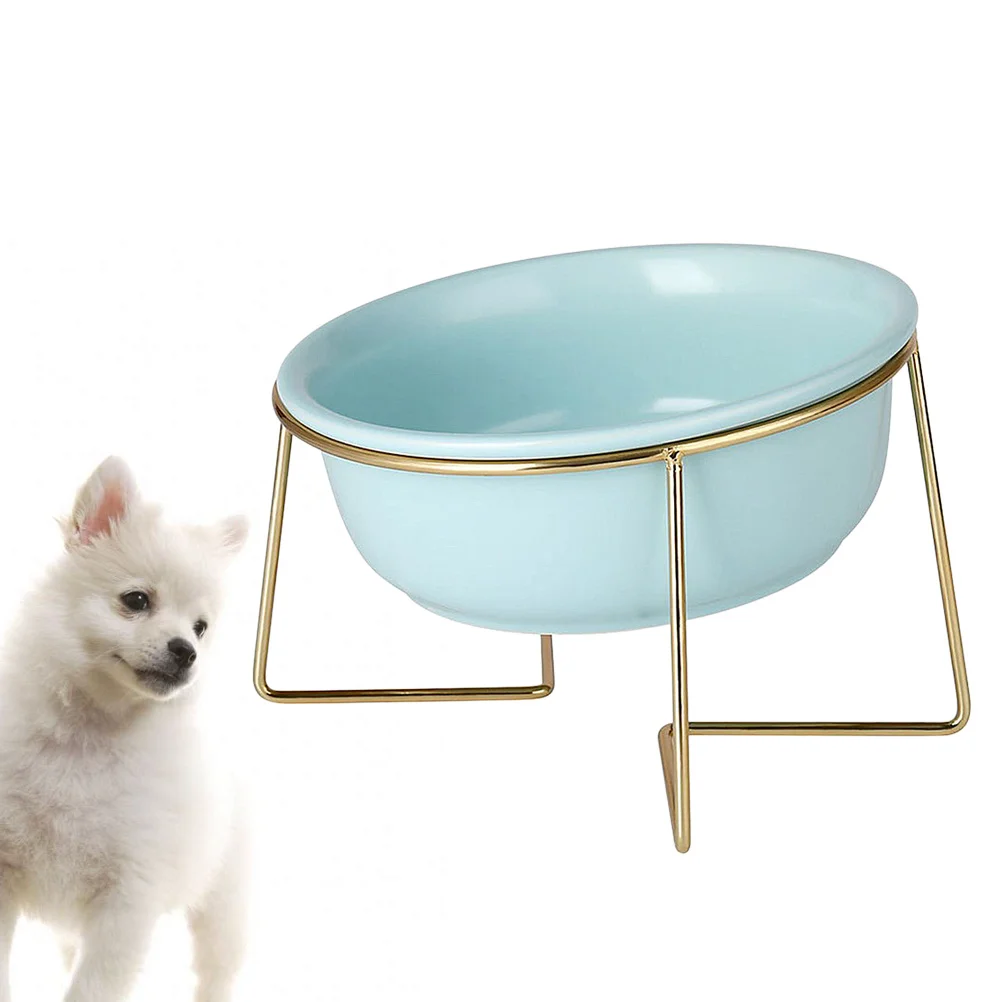 

1Pcs High Feet Ceramic Pet Food Dish Durable Eco Friendly Feeding Bowl for Cat Dog Lightweight Portable Blue 800ml