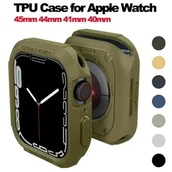 Rugged Armor Designed Case for Apple Watch 45mm 41mm Protective Case TPU Soft Case Cover for iWatch Series 9 8 7 6 5 4 SE