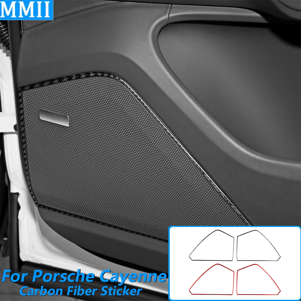 

For Porsche Cayenne 9Y0 9YA 9YB E3 2018-2023 Carbon Fiber Rear Door Speaker Audio Horn Frame Trim Cover Car Accessories Sticker