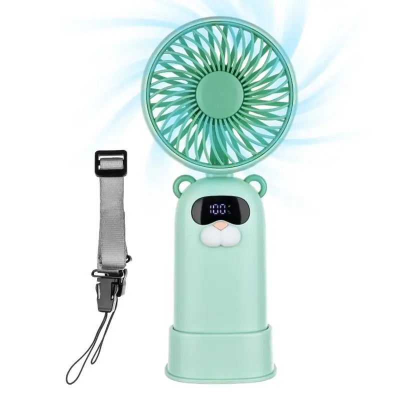 Battery Powered Fan Handheld Digital Display 3 Adjustable Speed Portable Fan USB Rechargeable Fan Strong Wind Pocket Fan For