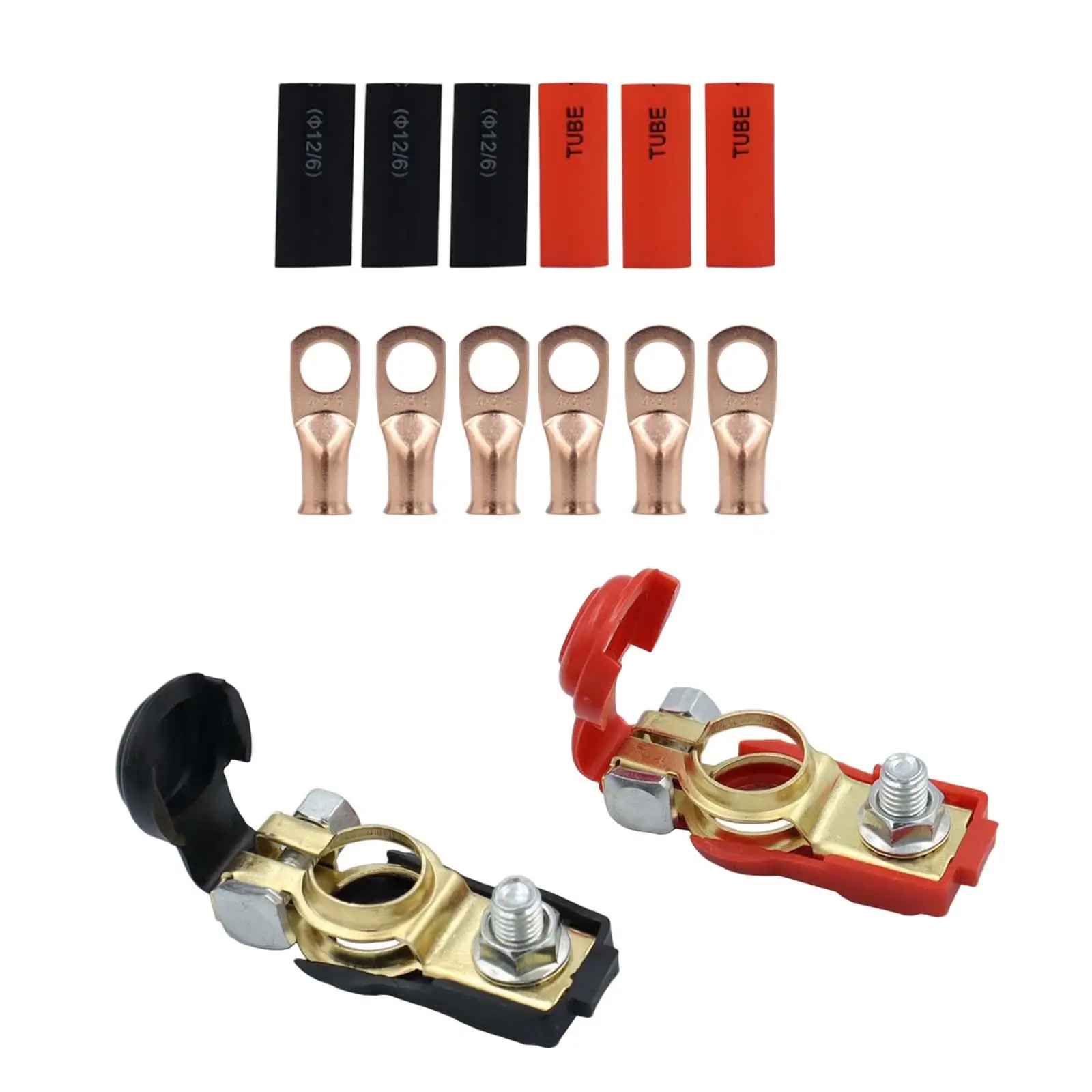 Battery Terminal Connectors Copper Wire Lugs Battery Terminal Replacement Ring Terminals Good Contact Cover for Motorhomes