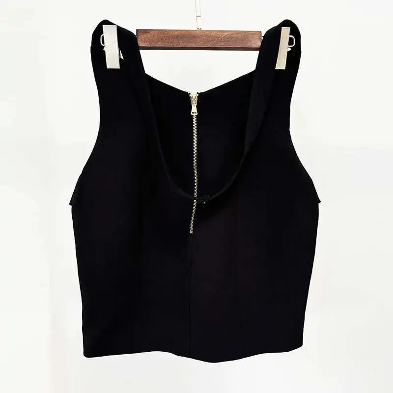 Setelan pakaian luar musim panas, pakaian luar dua potong wanita, kemeja putih kancing sebaris, rok pendek Halter hitam 2 potong