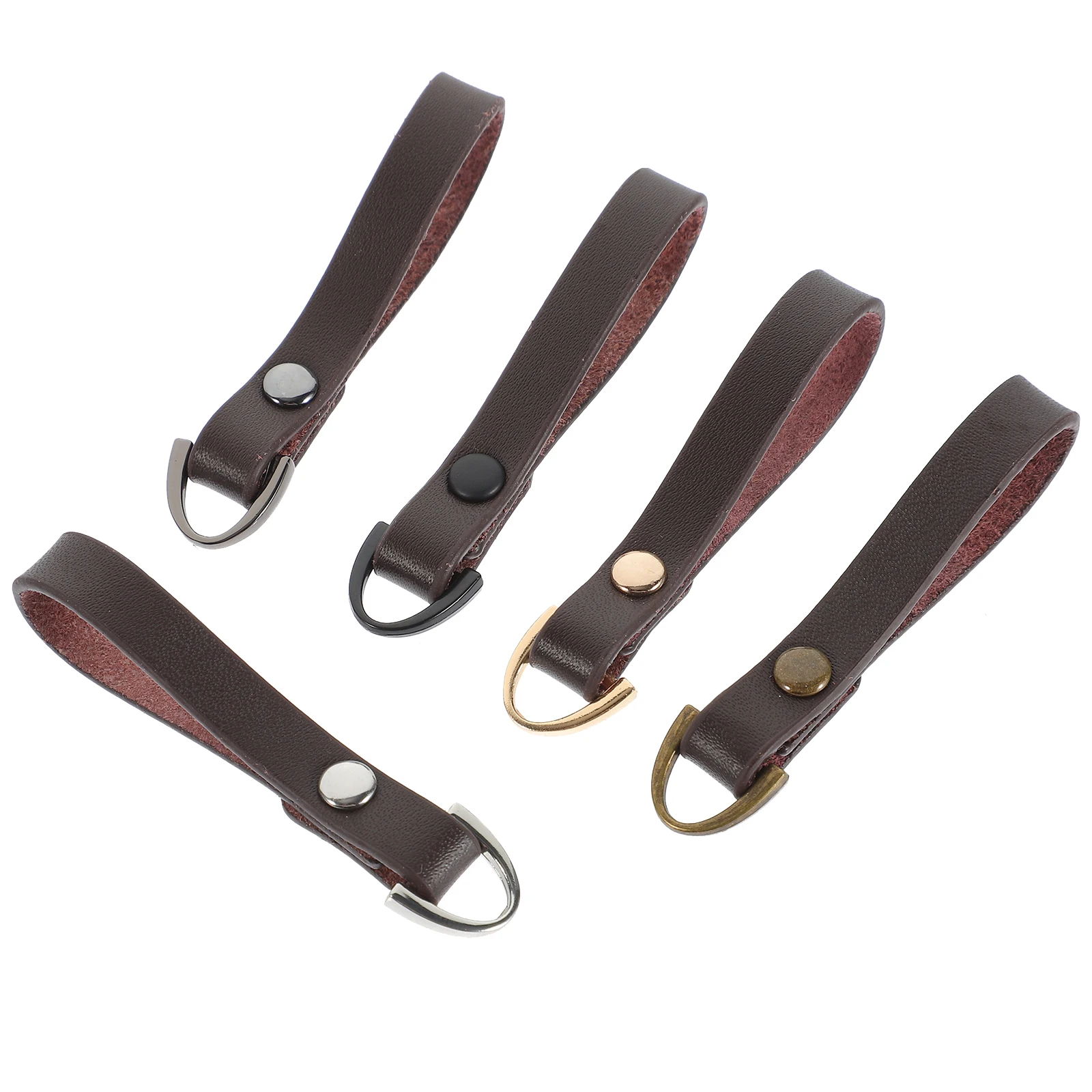 

5pcs Pull Replacement Parts Coffee Cowhide Repair Handles Decorative Zipper Slider Zipper Helper Pull For Slider